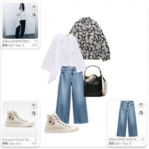 Everyday Outfit ✨ Zara Wide Leg Jeans & Converse